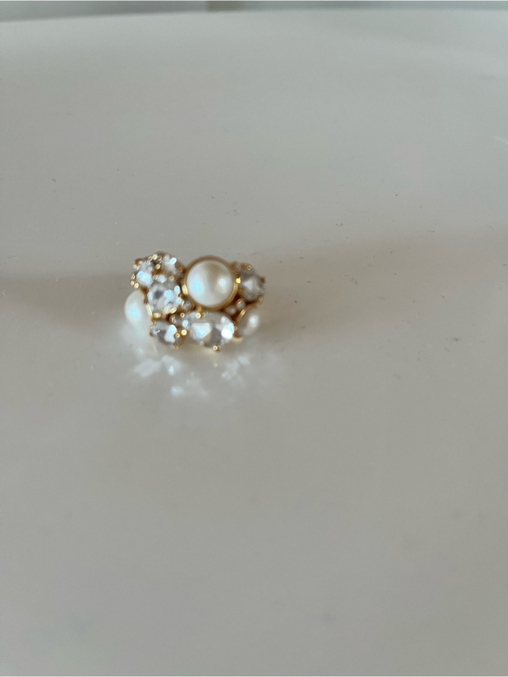 J. Crew Pearl and Crystal Cluster Ring